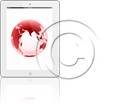 Tablet WHITE 3D Globe Asia Red V PPT PowerPoint Image Picture