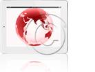 Tablet White 3D Globe Asia Red Rectangle PPT PowerPoint Image Picture