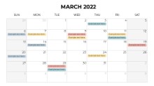 Calendars 2022 Monthly Sunday March