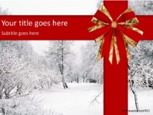 Winter Red Ribbon PPT PowerPoint Template Background