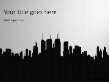 City Silhouette Black PPT PowerPoint Template Background