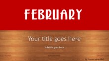 February Red Widescreen PPT PowerPoint Template Background