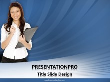 Asian Lady with Clipboard PPT PowerPoint Template Background