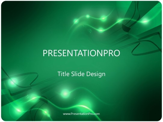 Electric Motion Green PowerPoint Template title slide design