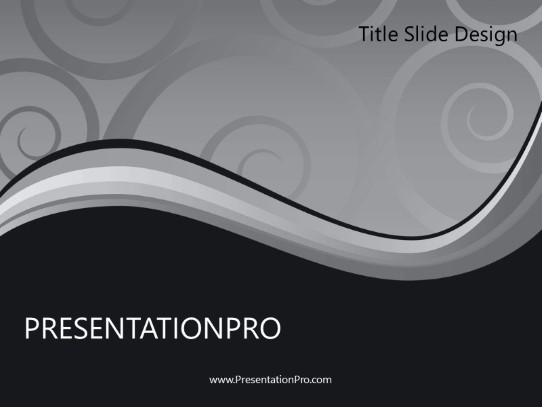 Elegant Swirl Gray PowerPoint Template title slide design