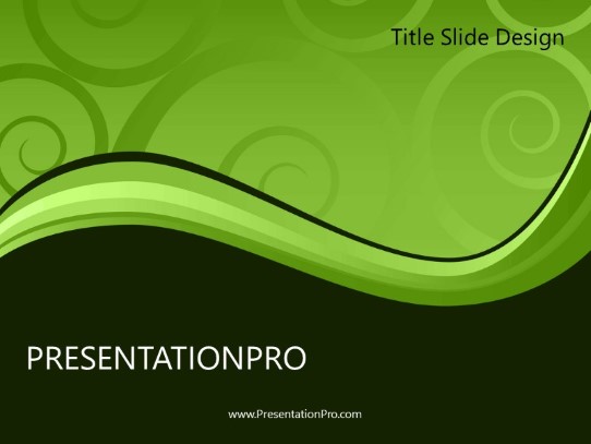 Elegant Swirl Green PowerPoint Template title slide design