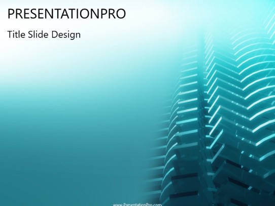 Skyscraper Cyan PowerPoint Template title slide design