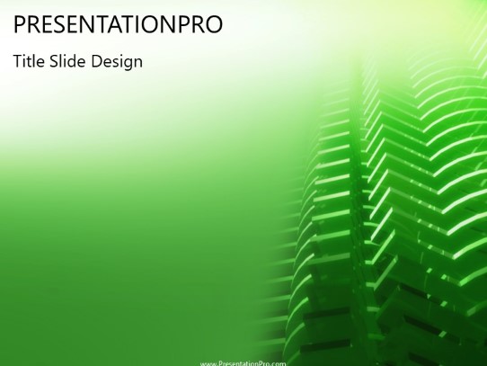 Skyscraper Green PowerPoint Template title slide design