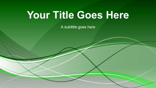 Swoosh Green Widescreen PowerPoint Template title slide design