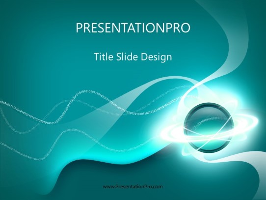 Whirly Orb Aqua PowerPoint Template title slide design