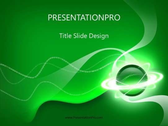 Whirly Orb Green PowerPoint Template title slide design