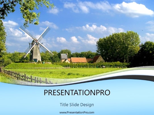 Old Windmill PowerPoint Template title slide design