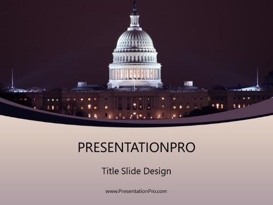 Capitol At Night PowerPoint Template title slide design