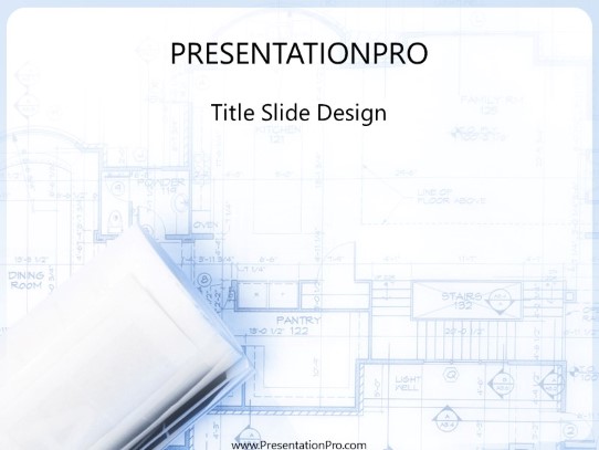 Blue Prints PowerPoint Template title slide design
