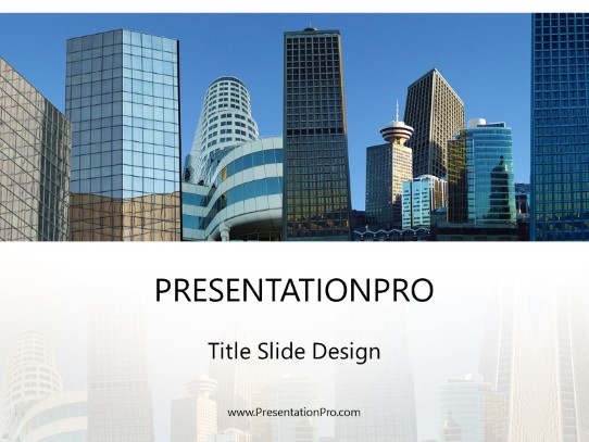 Downtown Buildings PowerPoint Template title slide design