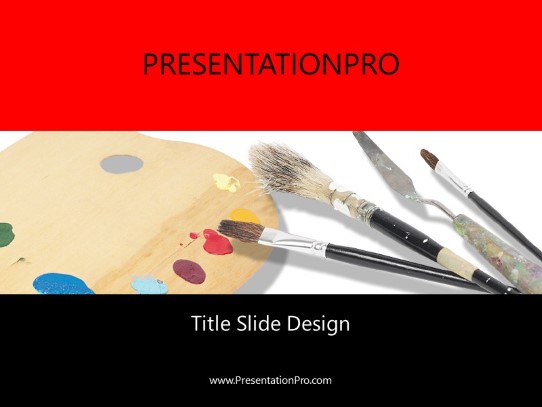 Palette And Tools 2 PowerPoint Template title slide design