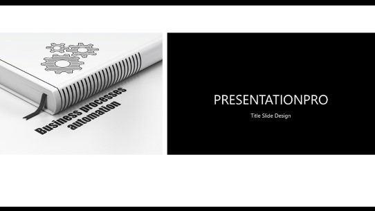Book Process Automation Widescreen PowerPoint Template title slide design