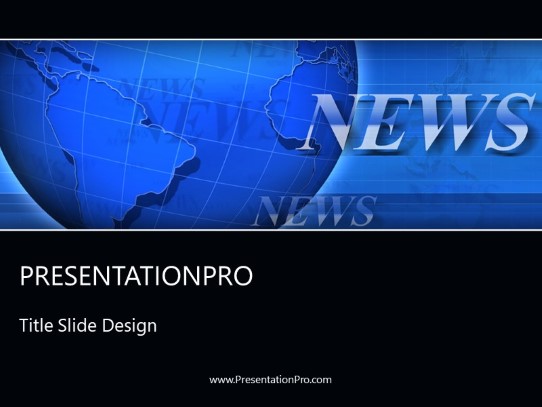 Breaking News Blue PowerPoint Template title slide design