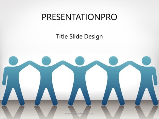 Celebrating Teamwork Blue PowerPoint Template title slide design