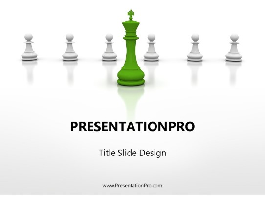 Chess Leadership Green PowerPoint Template title slide design