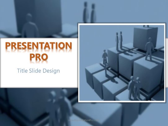 Cutout Pyramid Blue PowerPoint Template title slide design