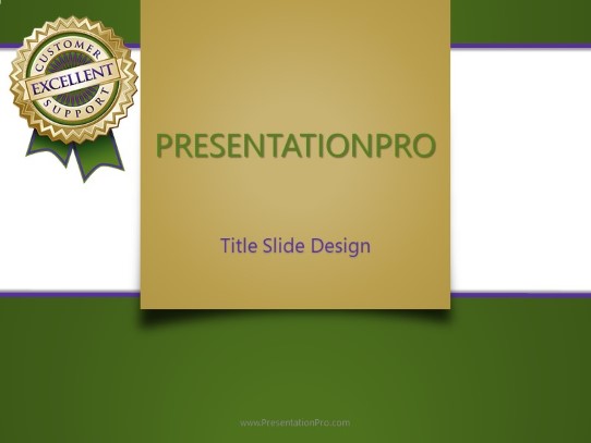 Excellent Support Green PowerPoint Template title slide design