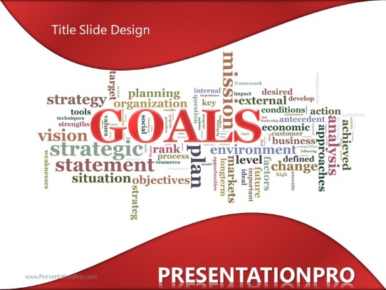 Goals Tag Cloud PowerPoint Template title slide design