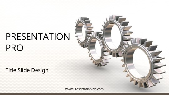 Interlocking Gears Widescreen PowerPoint Template title slide design