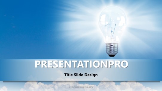 Light Bulb In Clouds Widescreen PowerPoint Template title slide design