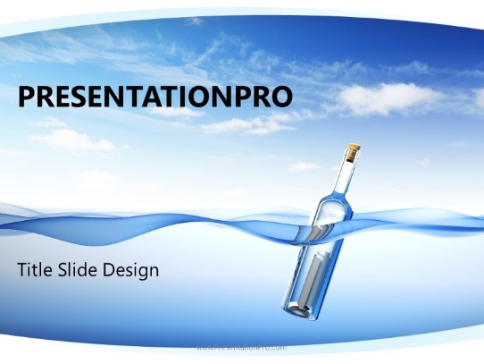 Message Bottle PowerPoint Template title slide design