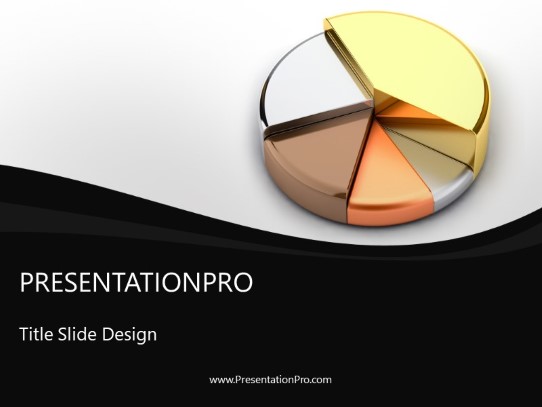 Metallic Pie Chart PowerPoint Template title slide design