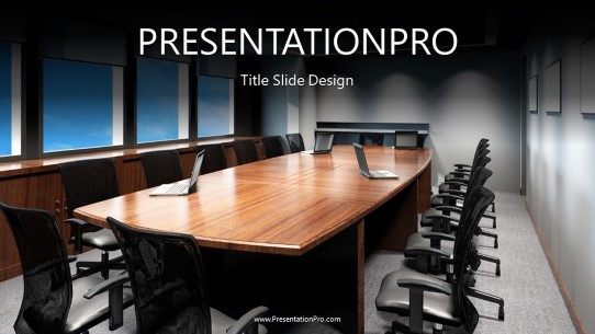 Modern Conference Room Widescreen PowerPoint Template title slide design