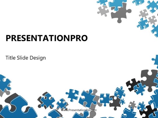 Puzzle Scatter Blue PowerPoint Template title slide design