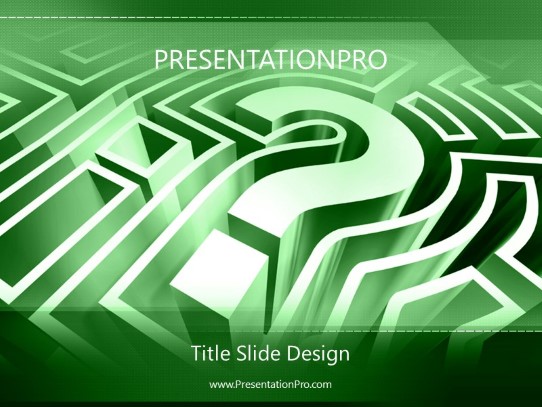 Question Maze Green PowerPoint Template title slide design