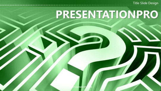 Question Maze Green Widescreen PowerPoint Template title slide design