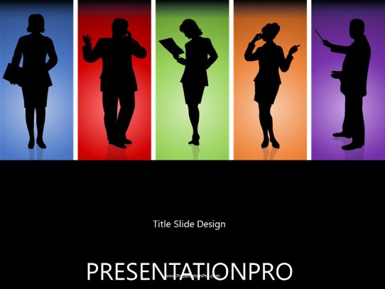 Silhouettes In Colors PowerPoint Template title slide design