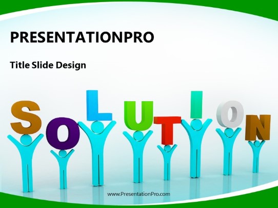 Standing Solution Green PowerPoint Template title slide design