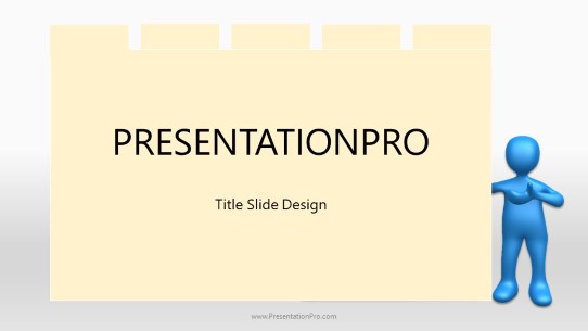 Stickman With Folder Blue Widescreen PowerPoint Template title slide design