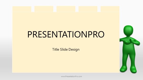 Stickman With Folder Green Widescreen PowerPoint Template title slide design