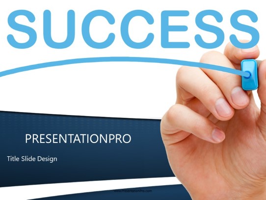 Success On White Board Blue PowerPoint Template title slide design