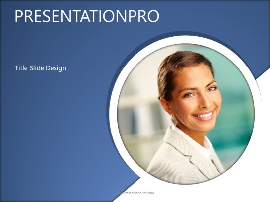 Successful Female Blue PowerPoint Template title slide design