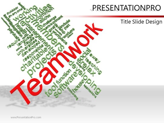 Teamwork Tag Cloud B PowerPoint Template title slide design