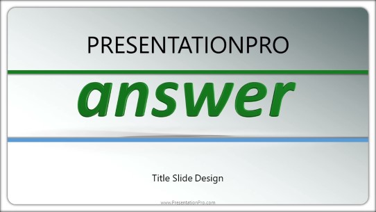 The Answer Widescreen PowerPoint Template title slide design