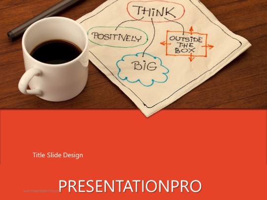 Thoughts Over Coffee Red PowerPoint Template title slide design