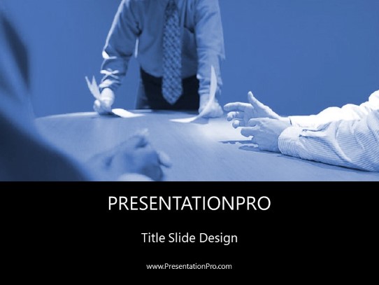 Bright Discussion Blue PowerPoint Template title slide design