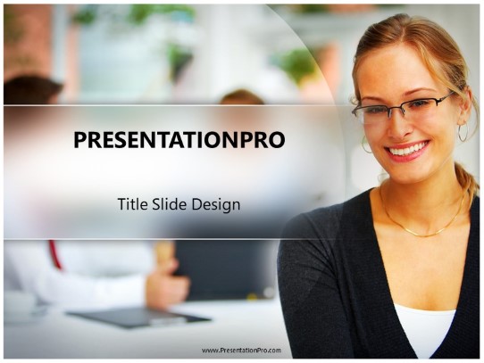 Business Woman Smile PowerPoint Template title slide design
