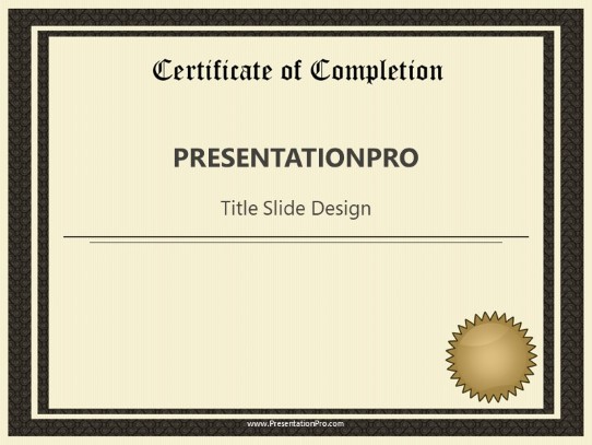 Certificate Of Completion PowerPoint Template title slide design