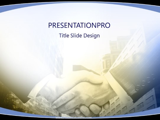 City Handshake PowerPoint Template title slide design