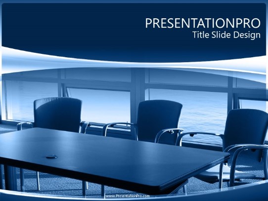 Conference Room Blue PowerPoint Template title slide design
