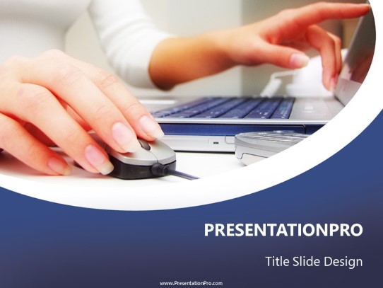 Female Typing PowerPoint Template title slide design